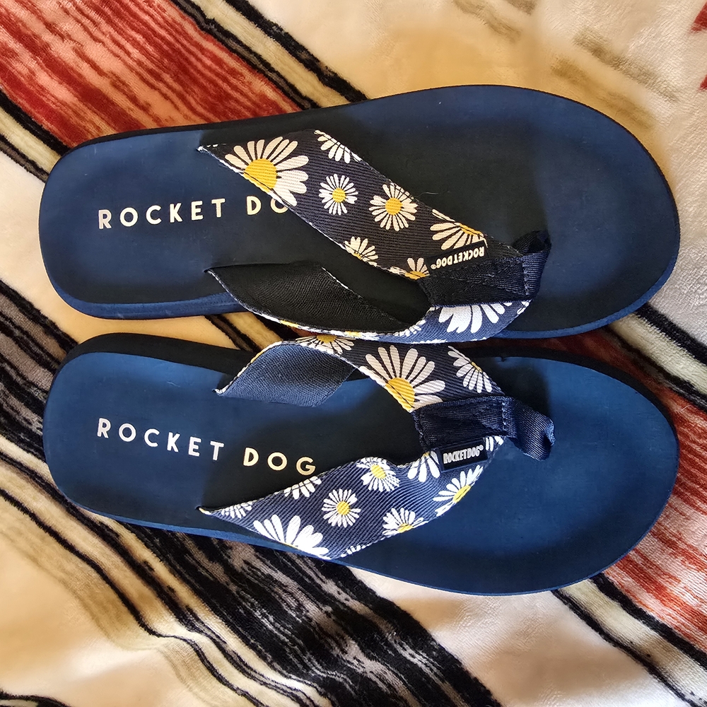 Rocket Dog Blue and White Floral Sandals